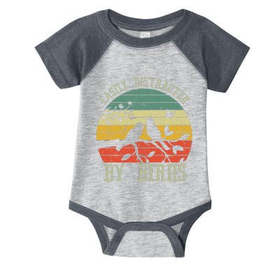 Vintage Easily Distracted By Birds Funny For Bird Watcher Infant Baby Jersey Bodysuit