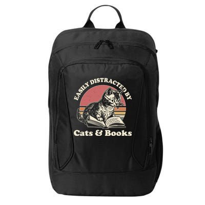 Vintage Easily Distracted By Cats And Books City Backpack