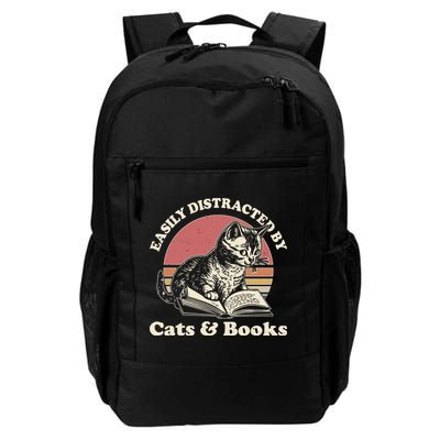 Vintage Easily Distracted By Cats And Books Backpack