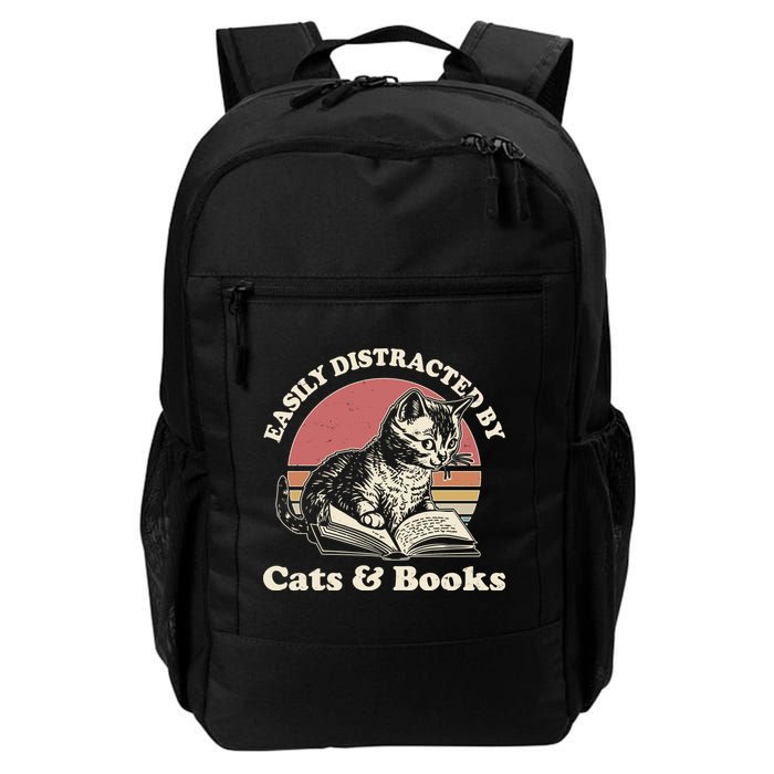 Vintage Easily Distracted By Cats And Books Backpack