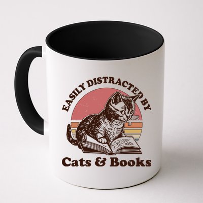 Vintage Easily Distracted By Cats And Books Mug
