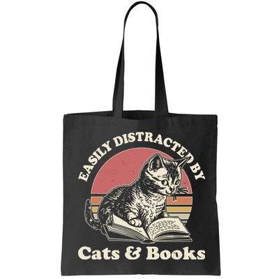 Vintage Easily Distracted By Cats And Books Bag