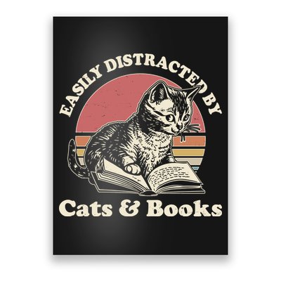 Vintage Easily Distracted By Cats And Books Poster