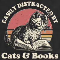 Vintage Easily Distracted By Cats And Books Trucker Hat