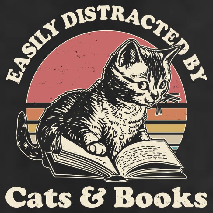 Vintage Easily Distracted By Cats And Books Trucker Hat