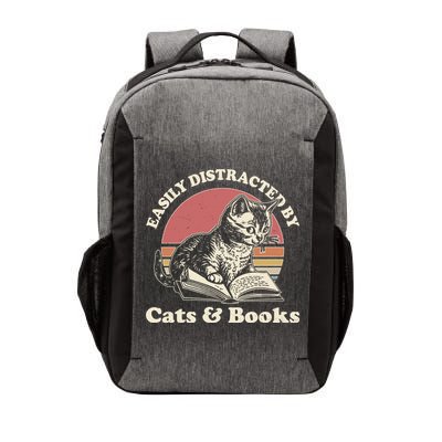 Vintage Easily Distracted By Cats And Books Vector Backpack