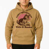 Vintage Easily Distracted By Cats And Books Hoodie