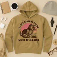 Vintage Easily Distracted By Cats And Books Hoodie