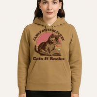 Vintage Easily Distracted By Cats And Books Hoodie