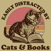 Vintage Easily Distracted By Cats And Books T-Shirt