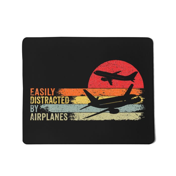 Vintage Easily Distracted By Airplanes Mousepad