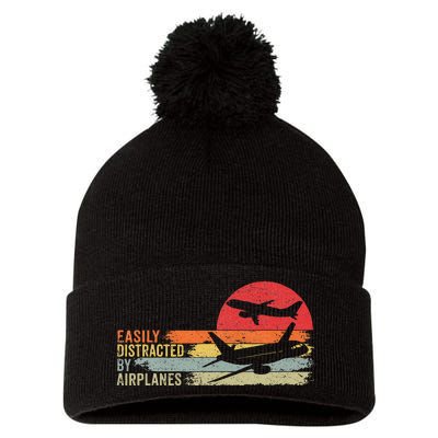 Vintage Easily Distracted By Airplanes Pom Pom 12in Knit Beanie