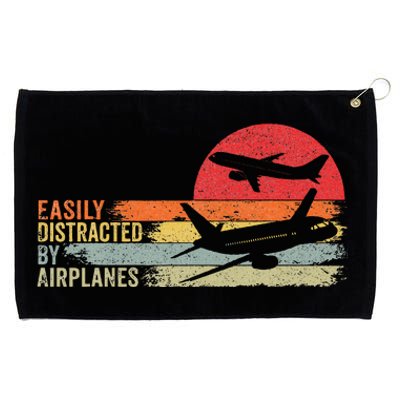 Vintage Easily Distracted By Airplanes Grommeted Golf Towel