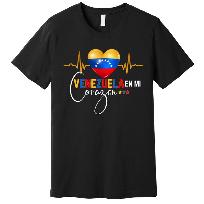 Venezuela En El Corazon Venezuelan Pride Premium T-Shirt