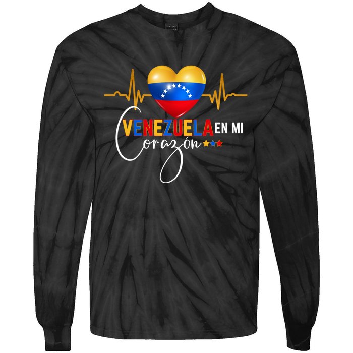 Venezuela En El Corazon Venezuelan Pride Tie-Dye Long Sleeve Shirt