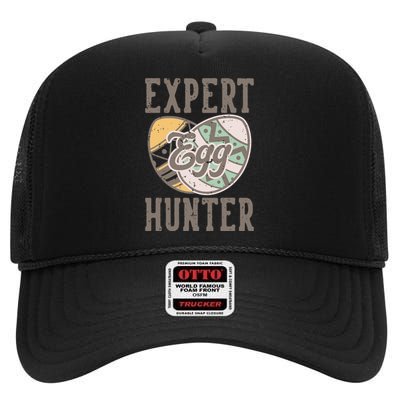 Vintage Expert Egg Hunter Funny Easter High Crown Mesh Back Trucker Hat