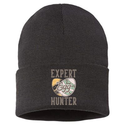 Vintage Expert Egg Hunter Funny Easter Sustainable Knit Beanie