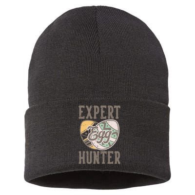 Vintage Expert Egg Hunter Funny Easter Sustainable Knit Beanie