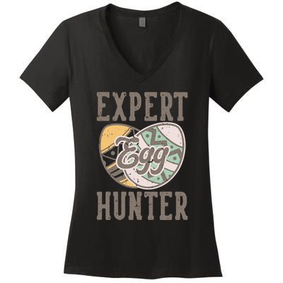 Vintage Expert Egg Hunter Funny Easter Women's V-Neck T-Shirt