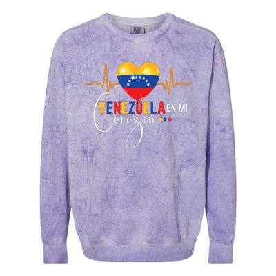 Venezuela En El Corazon Venezuelan Pride Colorblast Crewneck Sweatshirt