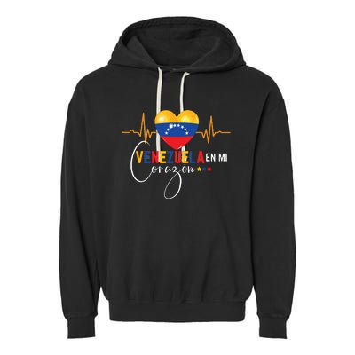 Venezuela En El Corazon Venezuelan Pride Garment-Dyed Fleece Hoodie