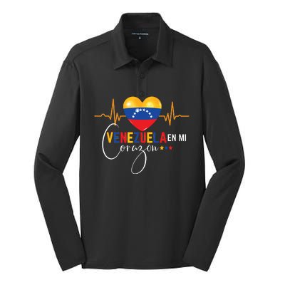 Venezuela En El Corazon Venezuelan Pride Silk Touch Performance Long Sleeve Polo