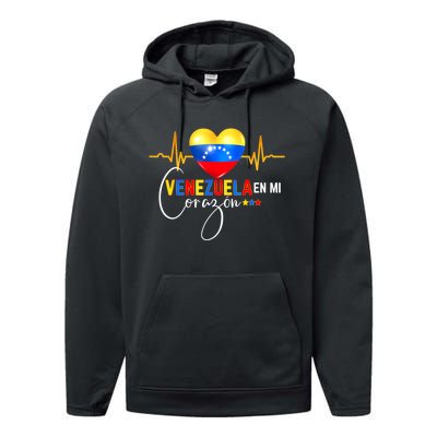 Venezuela En El Corazon Venezuelan Venezuela Flag Latin Performance Fleece Hoodie