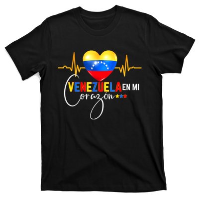 Venezuela En El Corazon Venezuelan Venezuela Flag Latin T-Shirt