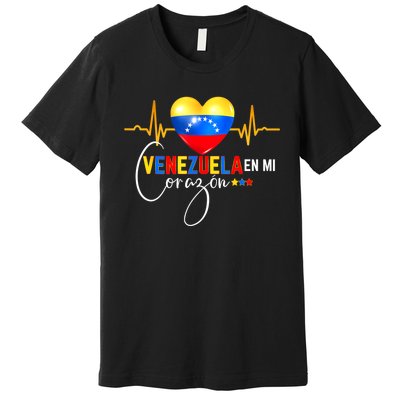 Venezuela En El Corazon Venezuelan Venezuela Flag Latin Premium T-Shirt