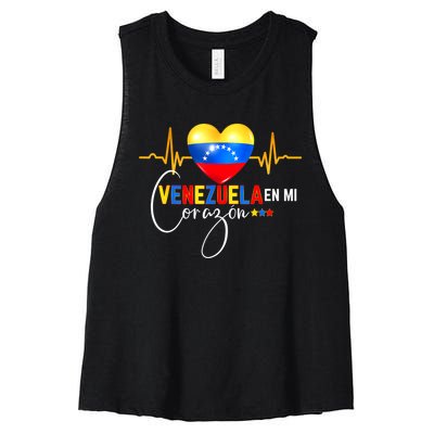 Venezuela En El Corazon Venezuelan Venezuela Flag Latin Women's Racerback Cropped Tank