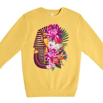 Vintage Exotic Flowers Floral Pharaoh Mask Premium Crewneck Sweatshirt