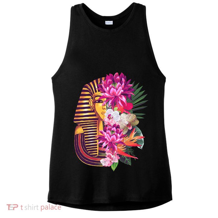 Vintage Exotic Flowers Floral Pharaoh Mask Ladies PosiCharge Tri-Blend Wicking Tank