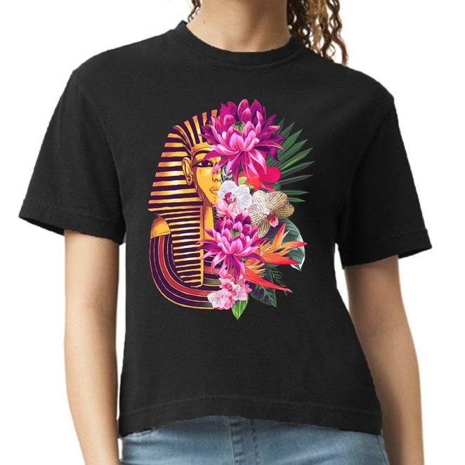 Vintage Exotic Flowers Floral Pharaoh Mask Comfort Colors Boxy T-Shirt