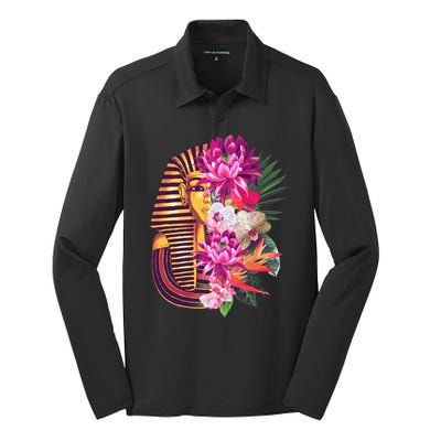 Vintage Exotic Flowers Floral Pharaoh Mask Silk Touch Performance Long Sleeve Polo