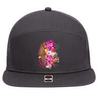 Vintage Exotic Flowers Floral Pharaoh Mask 7 Panel Mesh Trucker Snapback Hat