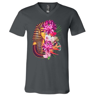 Vintage Exotic Flowers Floral Pharaoh Mask V-Neck T-Shirt