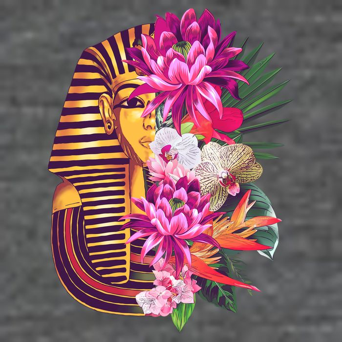 Vintage Exotic Flowers Floral Pharaoh Mask 7-Panel Snapback Hat