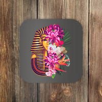 Vintage Exotic Flowers Floral Pharaoh Mask Coaster