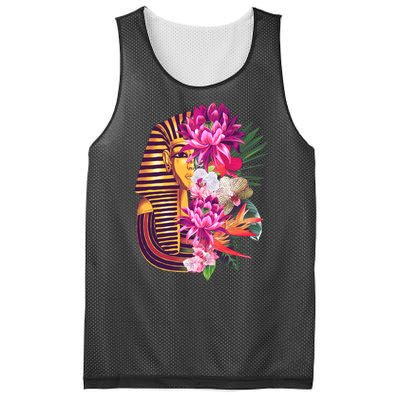 Vintage Exotic Flowers Floral Pharaoh Mask Mesh Reversible Basketball Jersey Tank