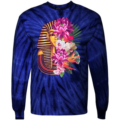 Vintage Exotic Flowers Floral Pharaoh Mask Tie-Dye Long Sleeve Shirt