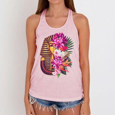 Vintage Exotic Flowers Floral Pharaoh Mask Women's Knotted Racerback Tank