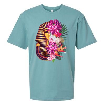 Vintage Exotic Flowers Floral Pharaoh Mask Sueded Cloud Jersey T-Shirt