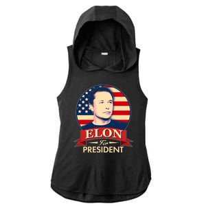 Vote Elon For President Emblem Ladies PosiCharge Tri-Blend Wicking Draft Hoodie Tank