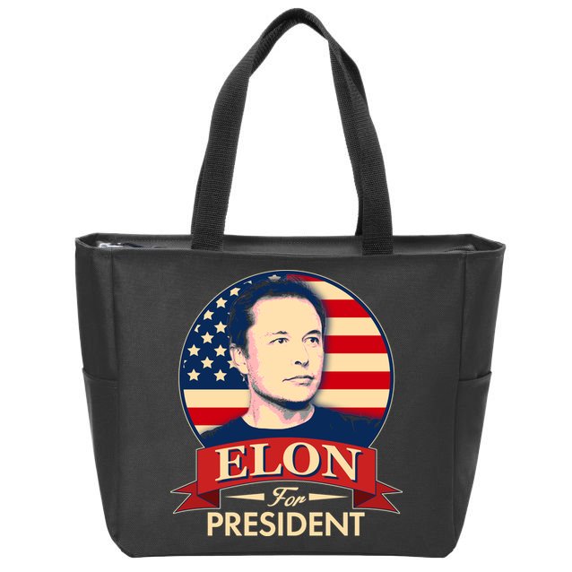 Vote Elon For President Emblem Zip Tote Bag