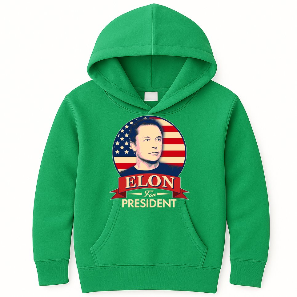 Vote Elon For President Emblem Kids Hoodie