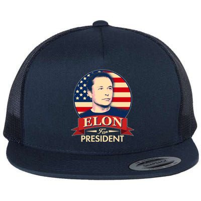 Vote Elon For President Emblem Flat Bill Trucker Hat