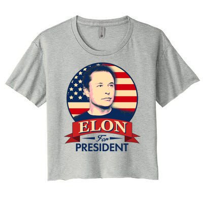 Vote Elon For President Emblem Women's Crop Top Tee