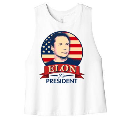 Vote Elon For President Emblem Women's Racerback Cropped Tank