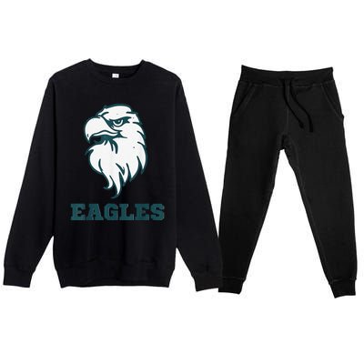 Vintage Eagle Flying Bird Inspirational Eagle Fan Premium Crewneck Sweatsuit Set