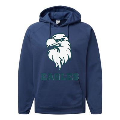 Vintage Eagle Flying Bird Inspirational Eagle Fan Performance Fleece Hoodie